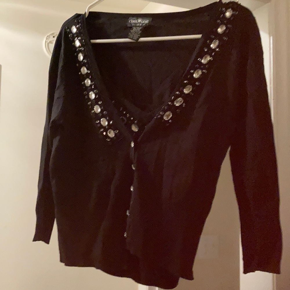 Embellished black sweater and tank